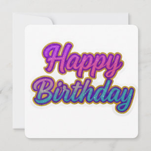 Happy Birthday Typography Design in Pink, Purple a Invitation