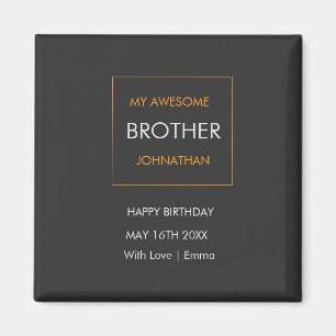 Happy Birthday, Typography White and Orange Magnet