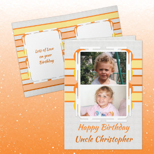 Happy Birthday Uncle orange and yellow photo Card