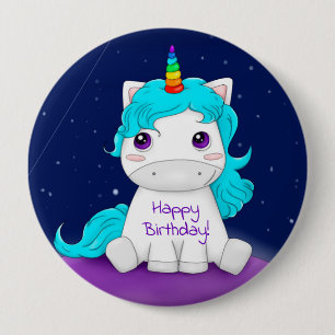 Happy Birthday Unicorn 10 Cm Round Badge