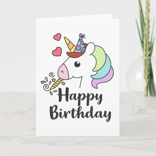 Happy Birthday Unicorn – Cute Party Design Card (Front)