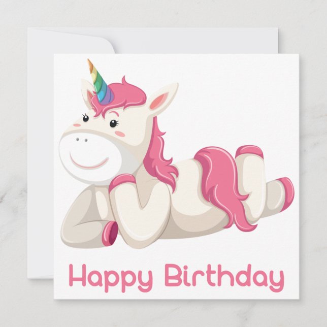Happy Birthday Unicorn Greeting Card (Front)