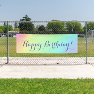 "Happy Birthday!" Unicorn Rainbow Ombre Banner