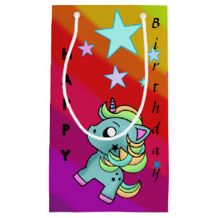 Happy Birthday Unicorn Star Rainbow Small Gift Bag