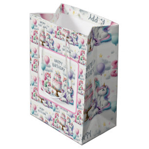 Happy Birthday Unicorn Themed Medium Gift Bag