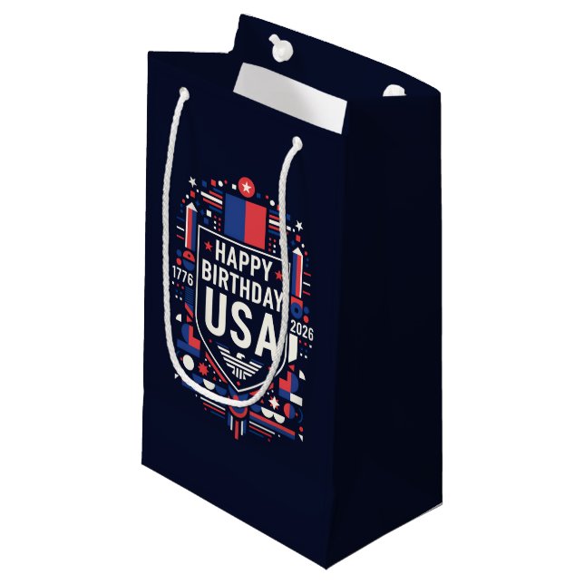 Happy Birthday USA 250 Small Gift Bag (Front Angled)