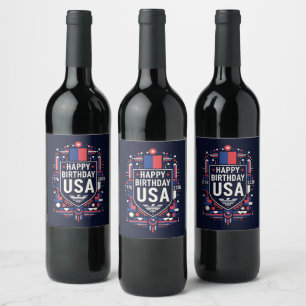 Happy Birthday USA 250 Wine Label