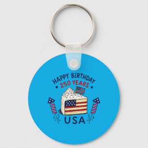 Happy Birthday Usa 250 Years Patriotic Celebration Key Ring