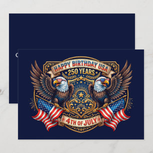 Happy Birthday USA 250 Years   Patriotic Eagles Holiday Card