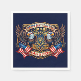 Happy Birthday USA 250 Years   Patriotic Eagles Napkin