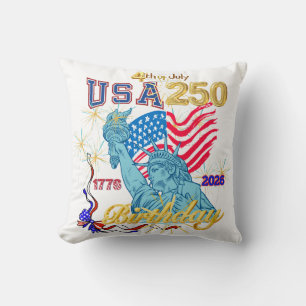 Happy Birthday USA 250th Torch A Blaze Cushion