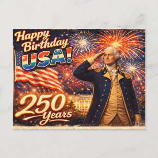 Happy Birthday USA George Washington Postcard