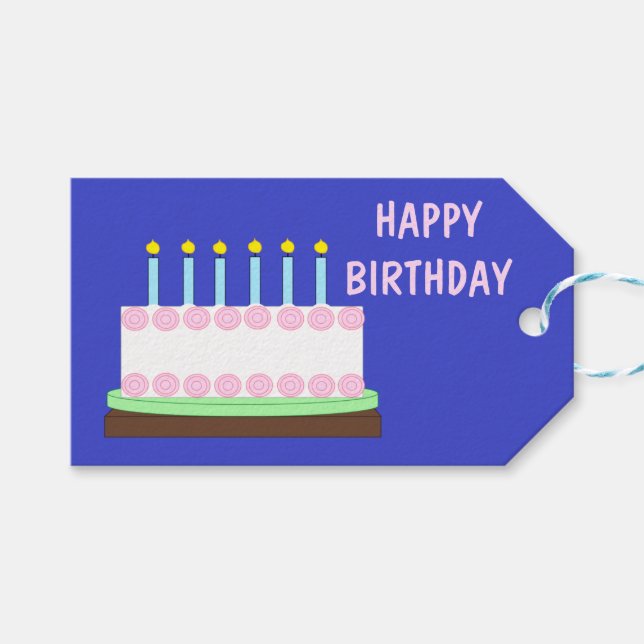 Happy Birthday Vanilla Cake Gift Tags (Front (Horizontal))