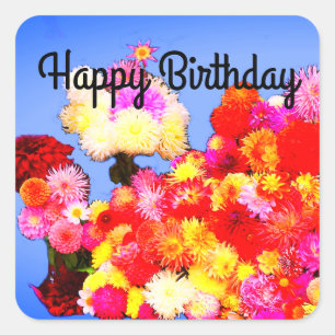 Happy Birthday Various Dahlias #2-1 Stickers