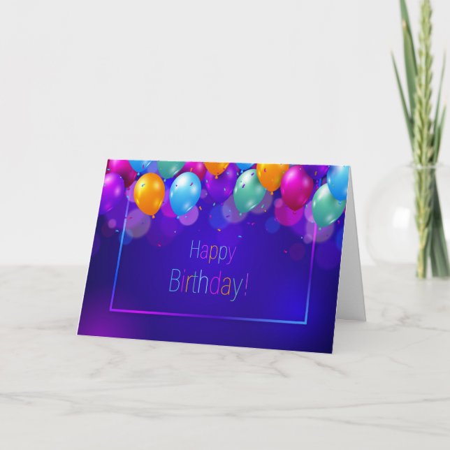 Happy Birthday - Vibrant Balloons Card (Front)