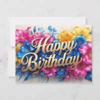Happy Birthday Vibrant Hibiscus Flowers 