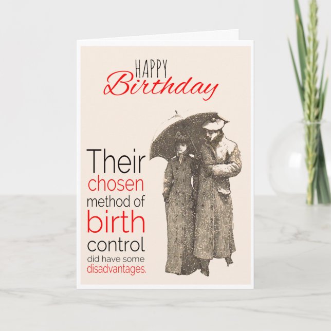 Happy Birthday, Victorian Humour, Birth Control. Card (Front)