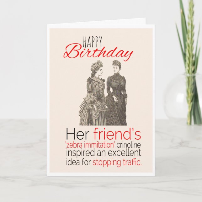 Happy Birthday, Victorian Humour, Zebra Crossing, Card (Front)