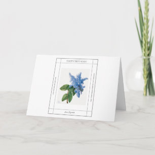 Happy Birthday Vintage Blue Lilac Watercolor Card