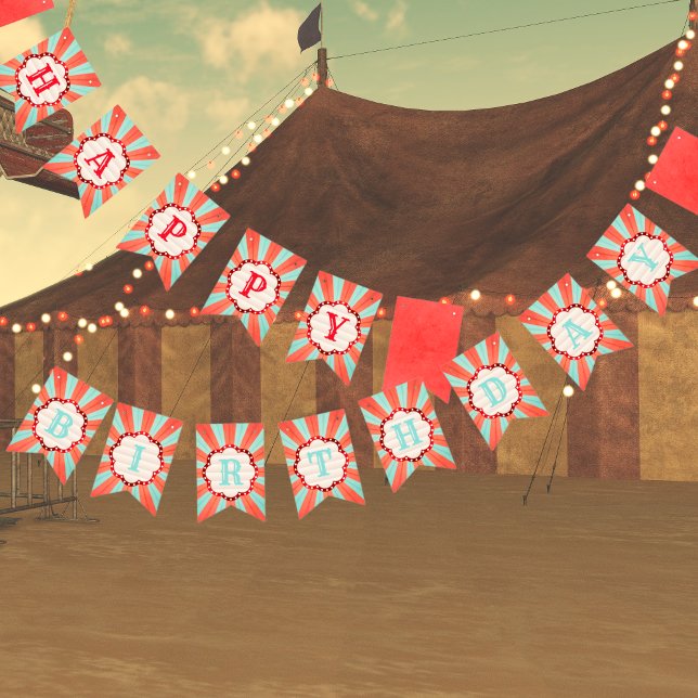 Happy Birthday Vintage Circus Bunting (Happy Birthday - Circus, Carnival Birthday Theme)