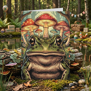 Happy Birthday   Vintage Cottagecore Frog Card