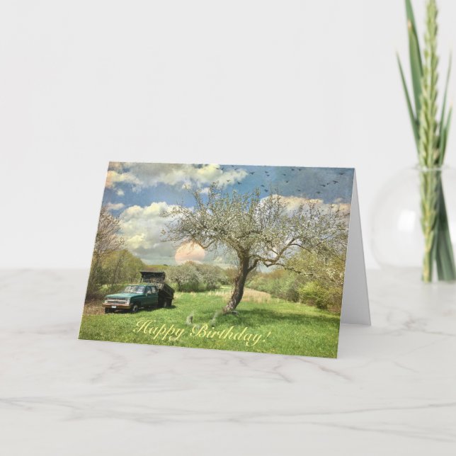 Happy Birthday Vintage Farm Truck Card (Front)