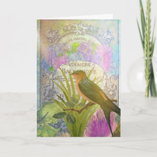 Happy Birthday Vintage French Bird Collage Card
