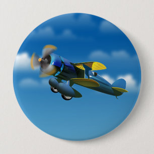 Happy Birthday vintage plane in a blue sky 10 Cm Round Badge