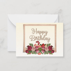 Happy Birthday Vintage Roses, Lily of the Valley  Card