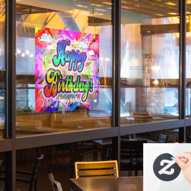 Happy Birthday Vista Express Window Cling (Restaurant Window)