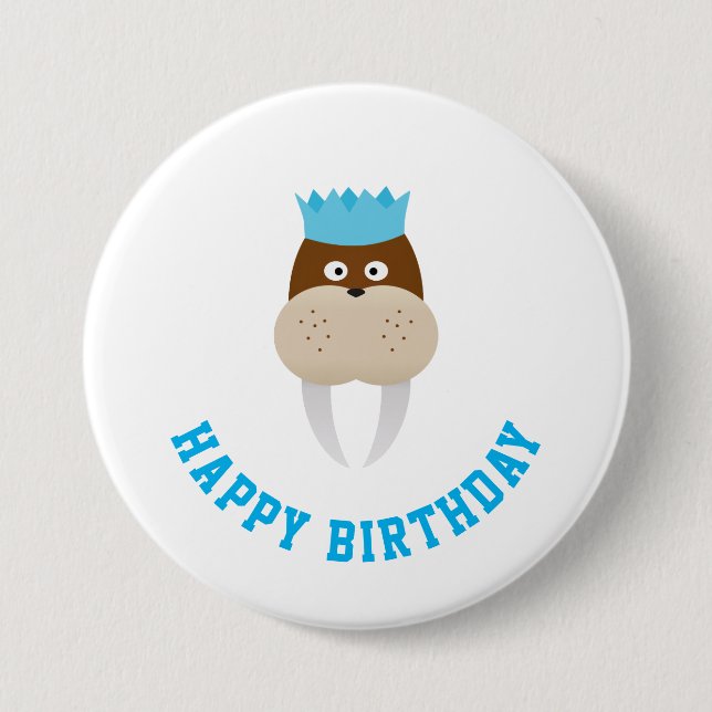 Happy Birthday Walrus 7.5 Cm Round Badge (Front)