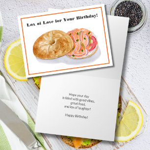 Happy Birthday Watercolor Bagel with Lox Card
