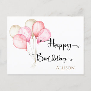 Happy Birthday Watercolor Ballons  Postcard