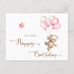 Happy Birthday Watercolor Ballons Postcard