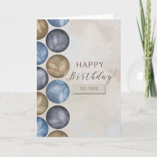 Happy Birthday Watercolor Circles with Leaves Card