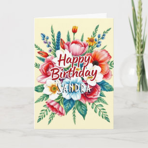 Happy Birthday Watercolor Floral Bouquet Card