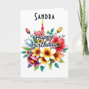 Happy Birthday Watercolor Floral Bouquet Card