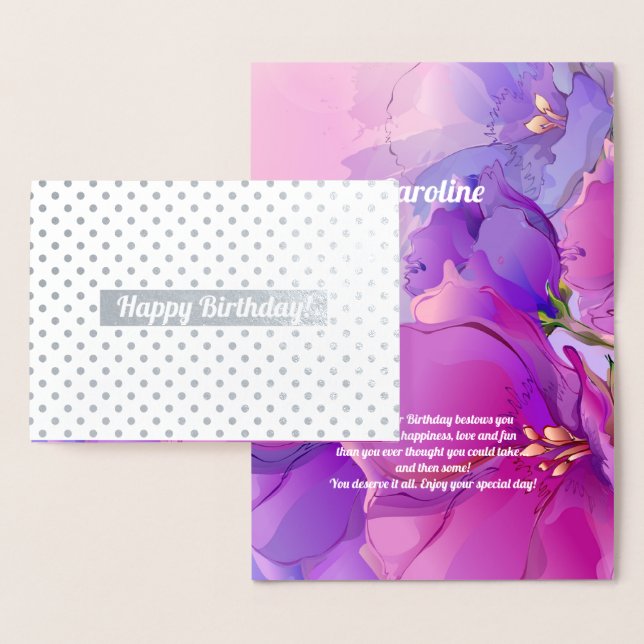 Happy Birthday. Watercolor Floral Luxury  Foil Card (Display)