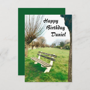 Happy Birthday Watercolor Garden Bench For Him