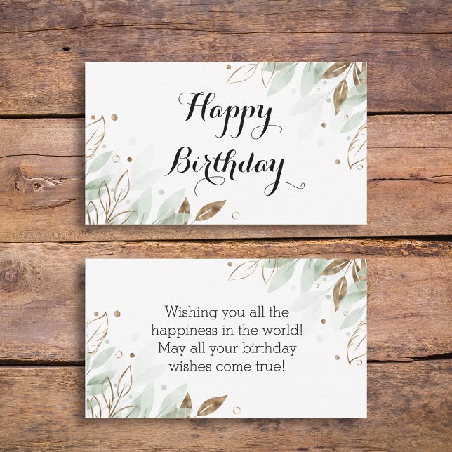happy birthday watercolor gold green botanical card (Creator Uploaded)
