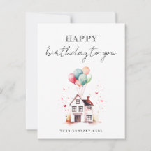 Happy Birthday Watercolor House Realty