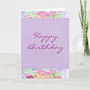 Happy Birthday Watercolor Lavender Pansy Garden Card
