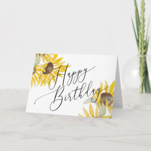 Happy Birthday Watercolor Sunflower Card