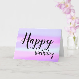Happy Birthday Watercolor Wash Brush Script Card