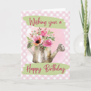 Happy Birthday - Watercolor Watering Can Card