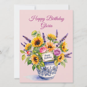 Happy Birthday. Watercolour boquet. Greeting Card