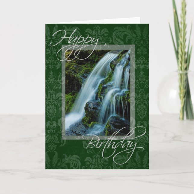 Happy Birthday Waterfall Scene Card (Front)