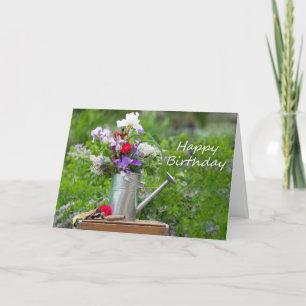 Happy Birthday watering can Card