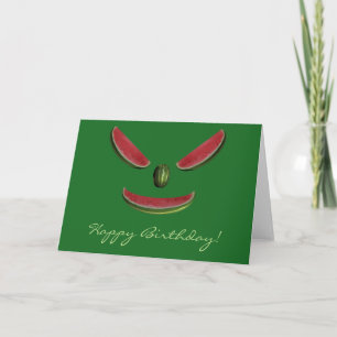 Happy Birthday Watermelon Face Card