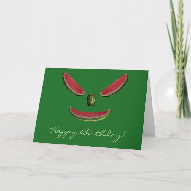 Happy Birthday Watermelon Face Card (Front)